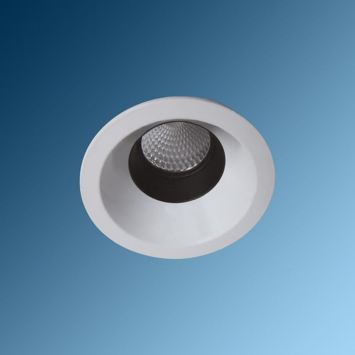 产品图片 1: ARTEMIS  2000Lm 19W High Power LED Downlight luminaire with Glare Control , 3000K , Ø150mm , Anodized Reflector , Clear PMMA Diffuser, White Body